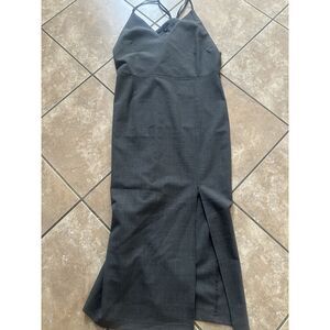 Epoque M Wool Blend Midli Slit Dress Lightweight Made In Portuga